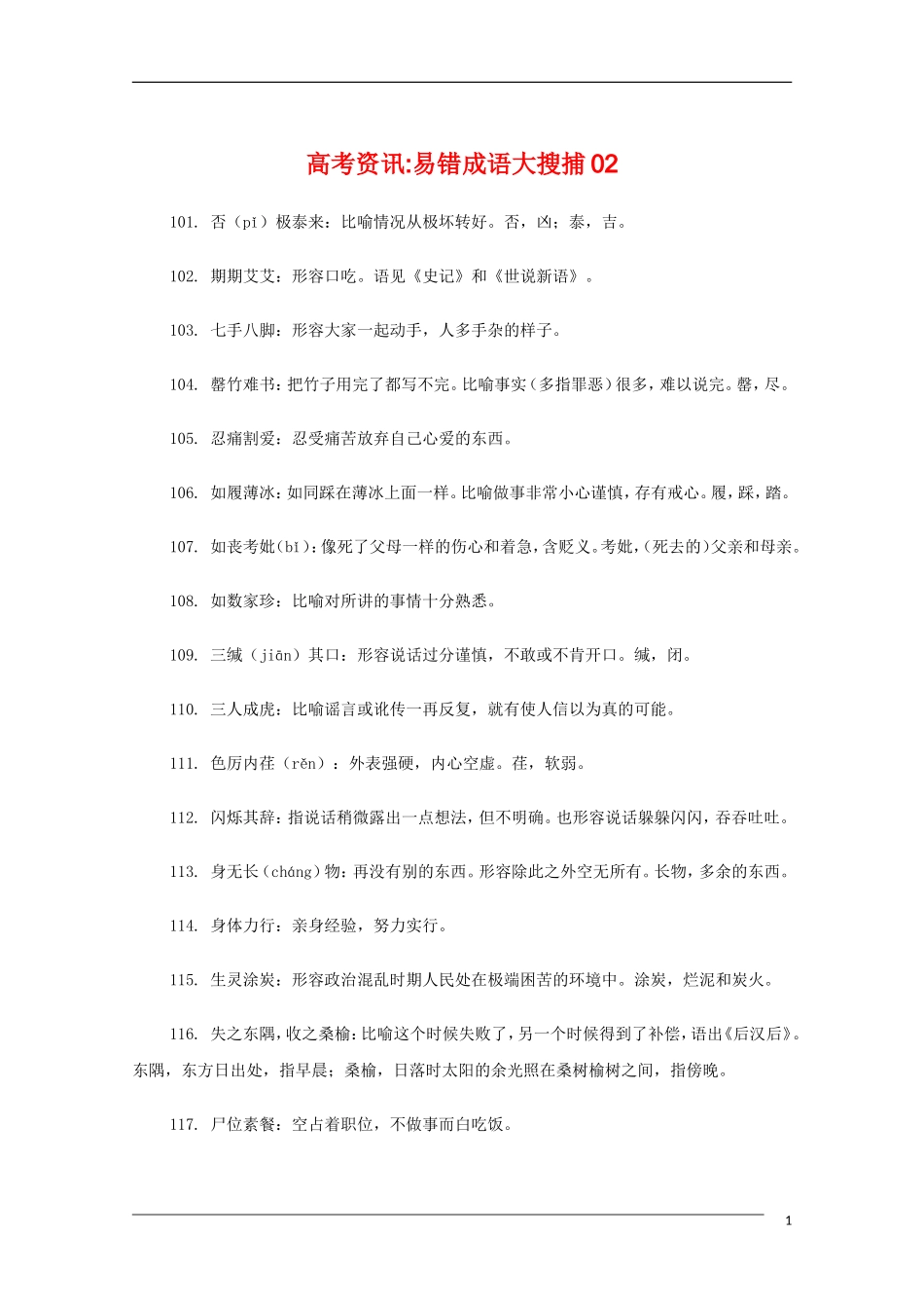 高中语文 高考常考易错成语全面搜捕02教学素材_第1页