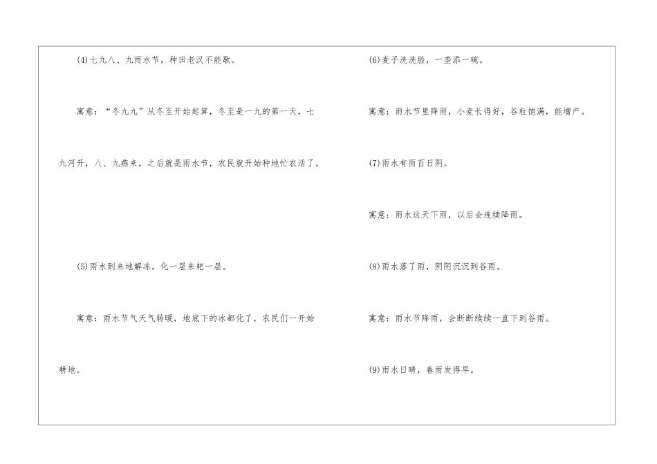 关于雨水节气的谚语及寓意大全_第2页