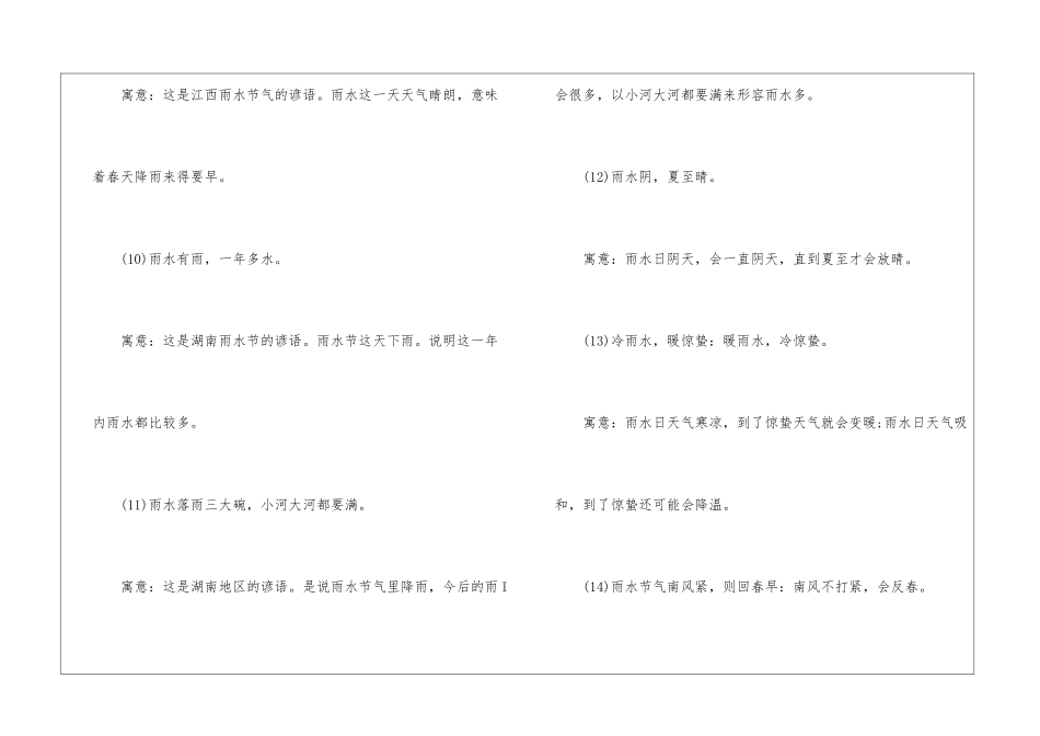 关于雨水节气的谚语及寓意大全_第3页