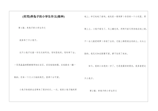 养兔子的小学生作文