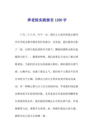 养老院实践报告1200字