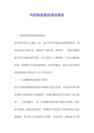 内控制度建设情况报告