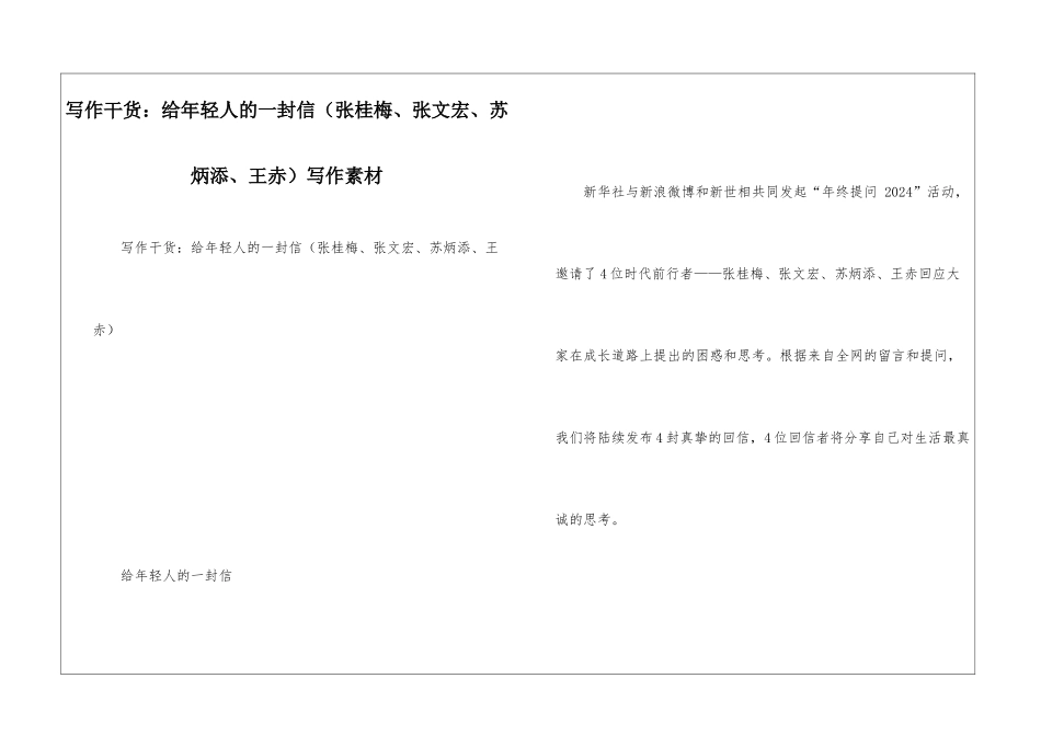 写作干货：给年轻人的一封信写作素材_第1页