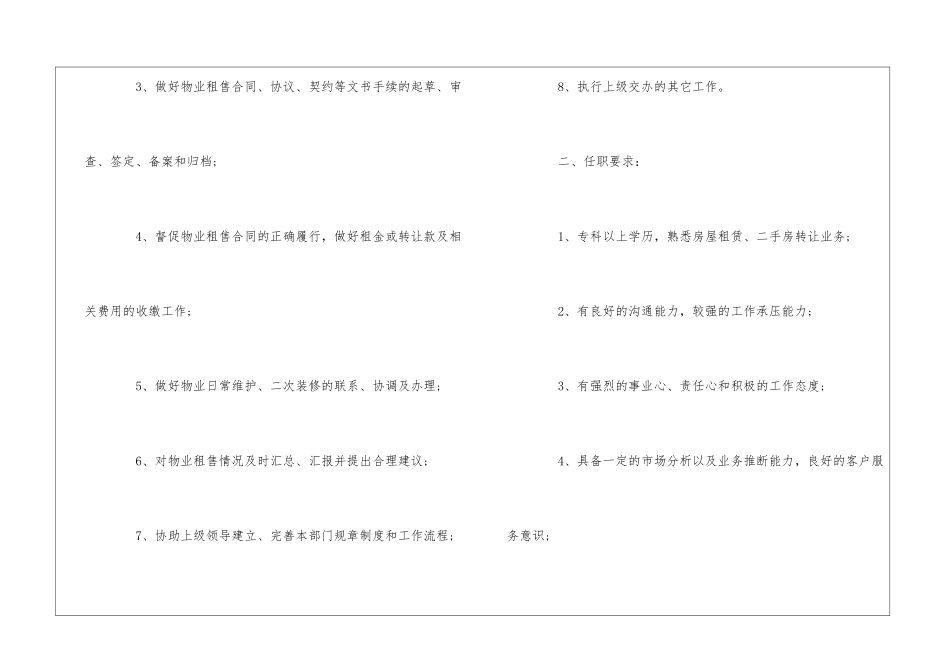 写字楼物业客服主管职位描述--_第3页