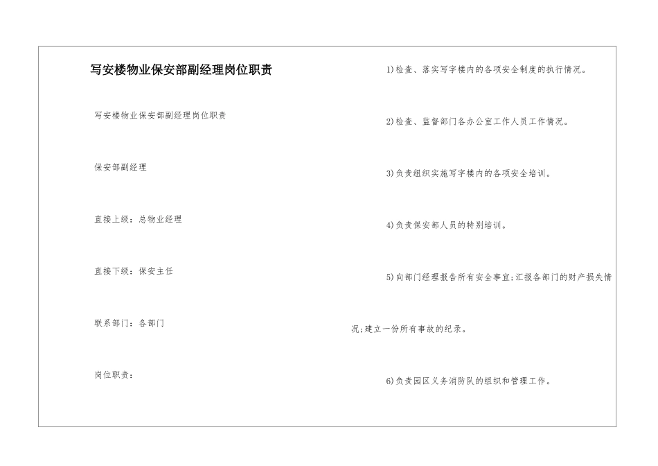 写安楼物业保安部副经理岗位职责--_第1页