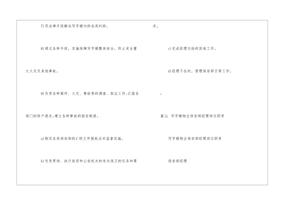 写安楼物业保安部副经理岗位职责--_第2页