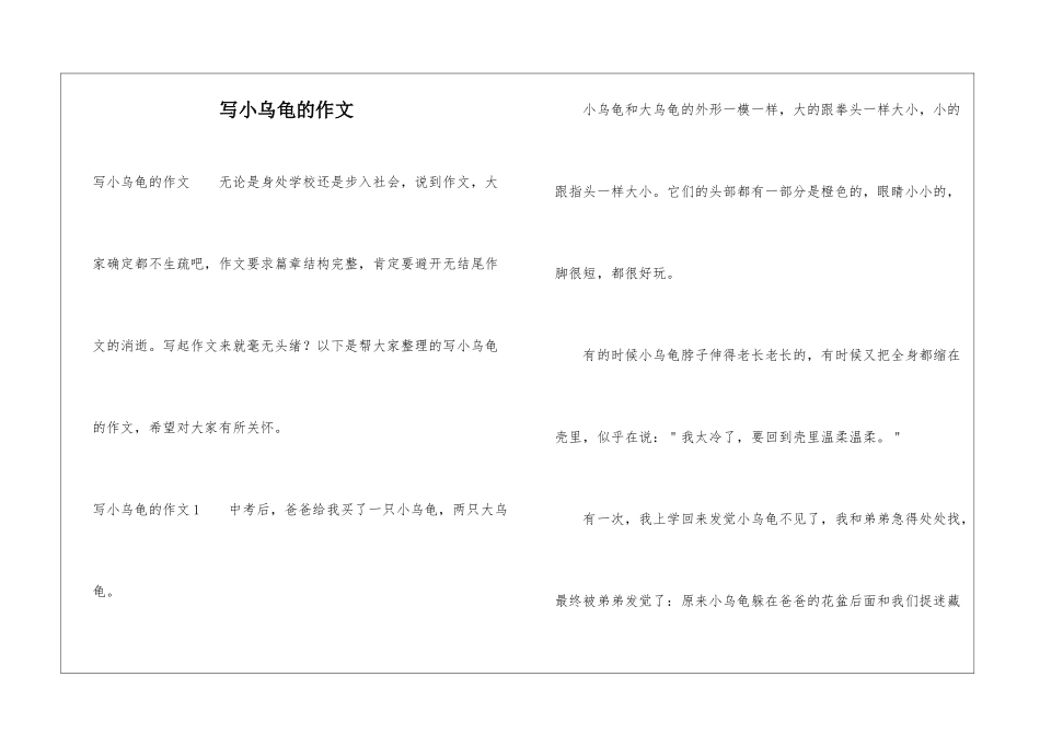 写小乌龟的作文_第1页