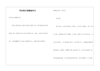 写自我介绍精选作文