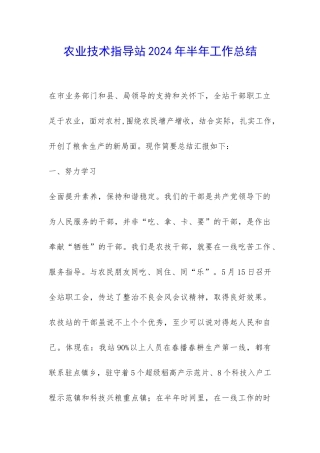 农业技术指导站2024年半年工作总结-