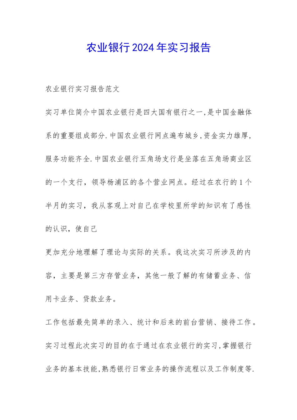 农业银行2024年实习报告-_第1页