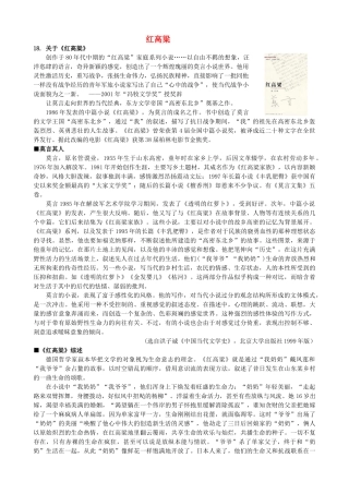 高中语文《红高粱》备课参考素材 新人教版选修《中国小说欣赏》-新人教版高二《中国小说欣赏》语文素材
