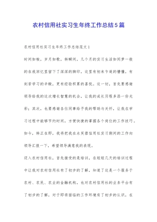 农村信用社实习生年终工作总结5篇-