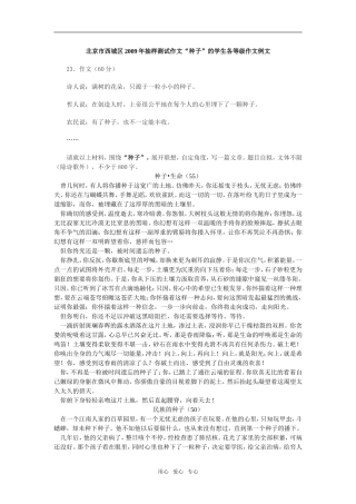 高中语文09西城一模作文范文