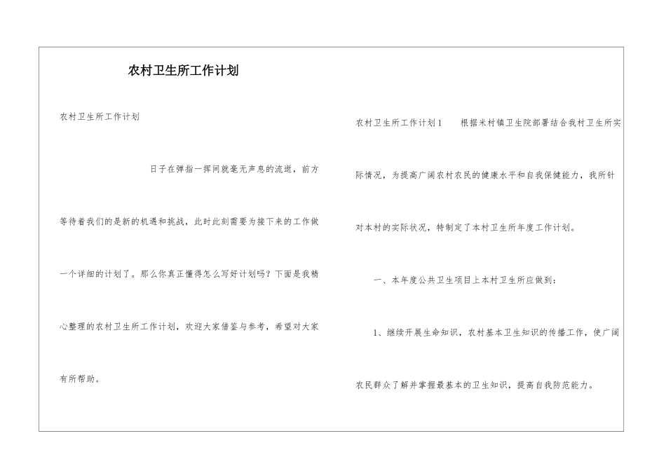 农村卫生所工作计划_第1页