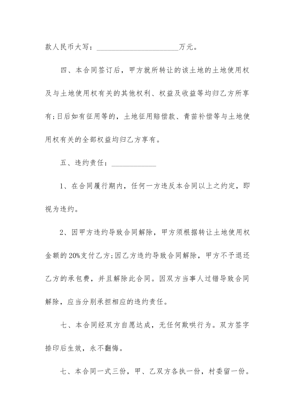 农村土地使用权转让合同6篇_第3页