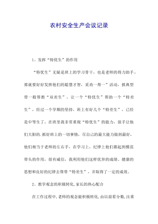 农村安全生产会议记录