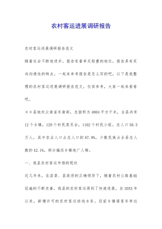 农村客运发展调研报告-