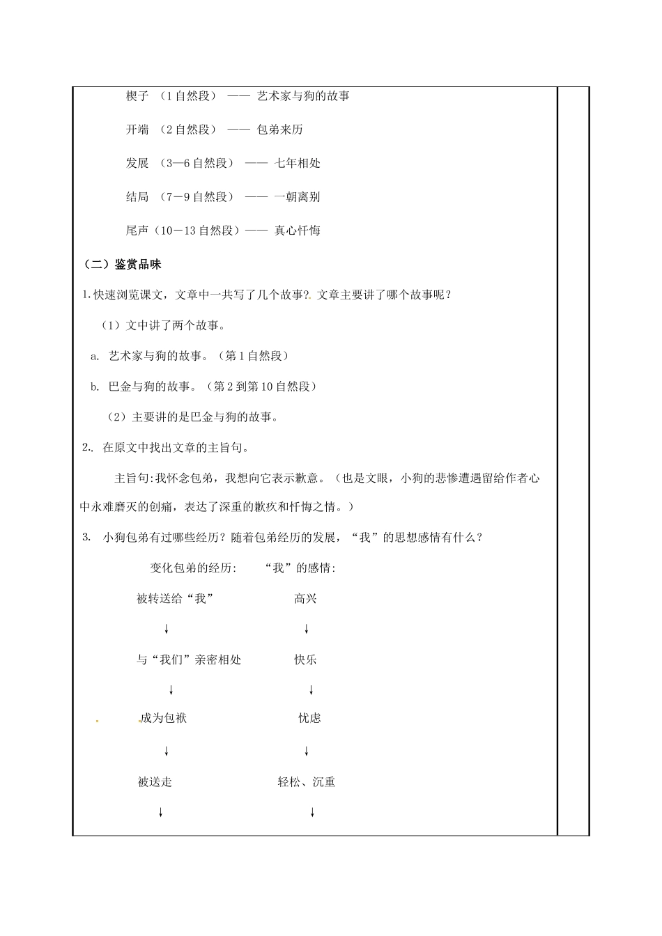 高中语文《小狗包弟》学案 新人教版必修1-新人教版高一必修1语文学案_第2页