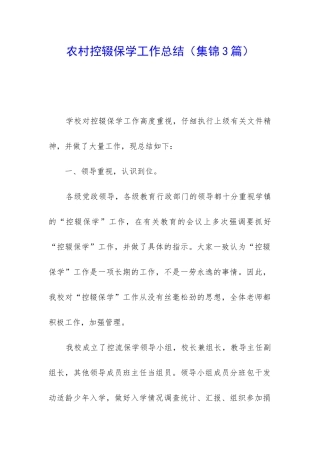 农村控辍保学工作总结