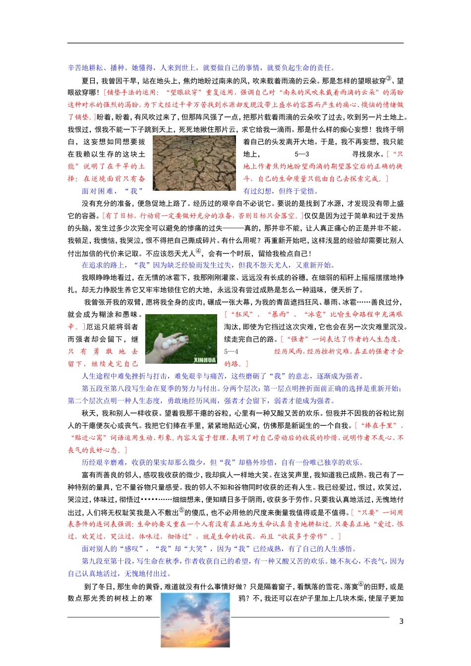 高中语文《我的四季》教学案 苏教版必修1_第3页