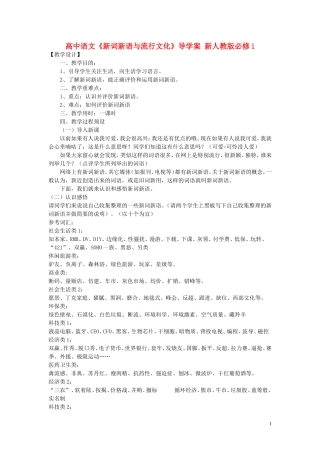 高中语文《新词新语与流行文化》导学案 新人教版必修1