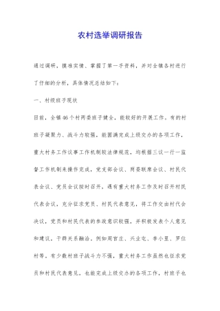 农村选举调研报告-