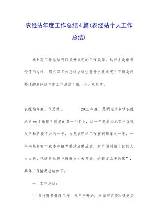 农经站年度工作总结4篇