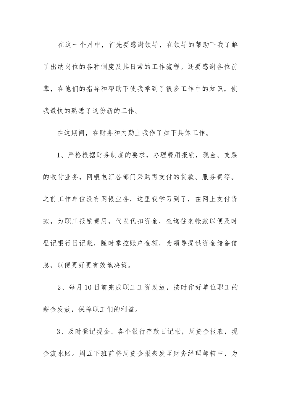 出纳一个月工作总结_第2页