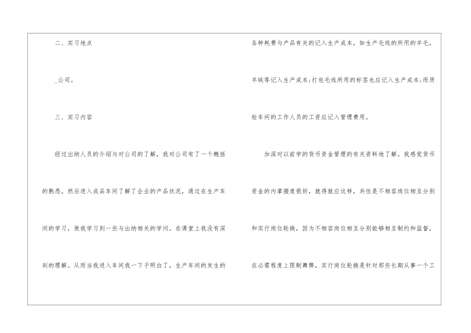 出纳2024年毕业实习报告模板_第2页