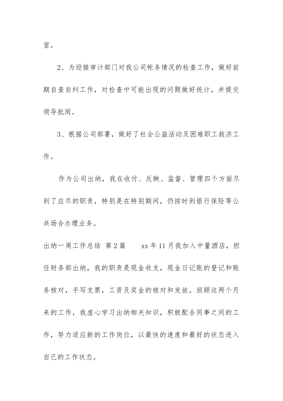 出纳一周工作总结_第2页