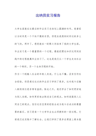 出纳员实习报告-