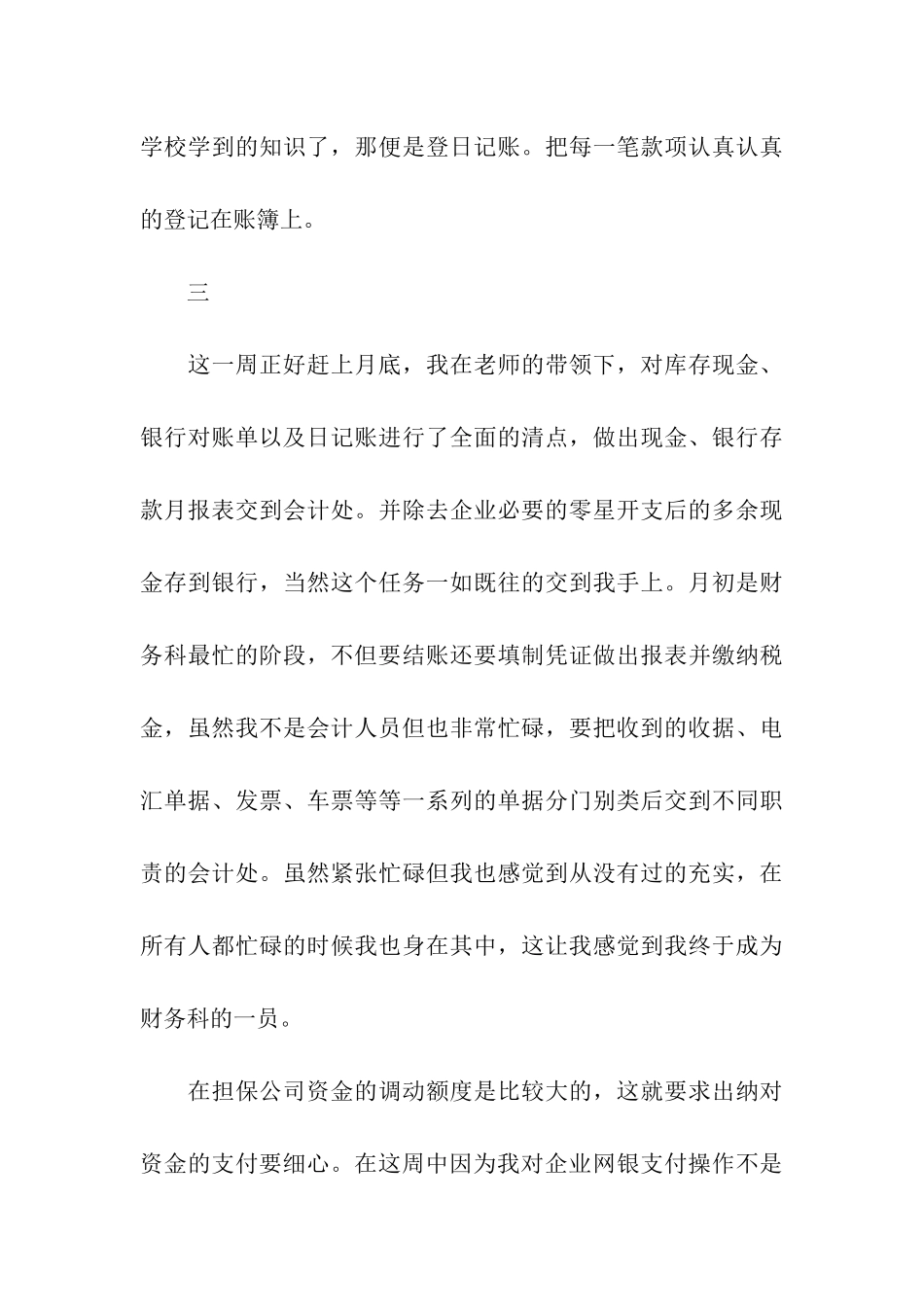 出纳定岗实习报告汇编九篇_第3页