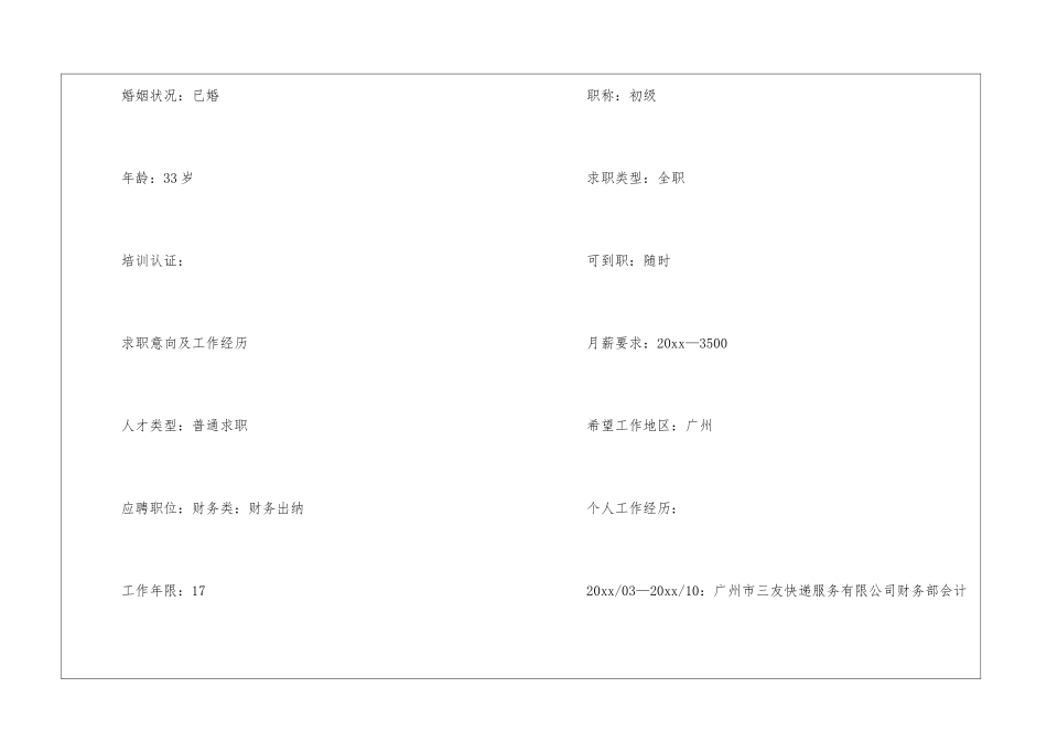 出纳岗位简历_第2页