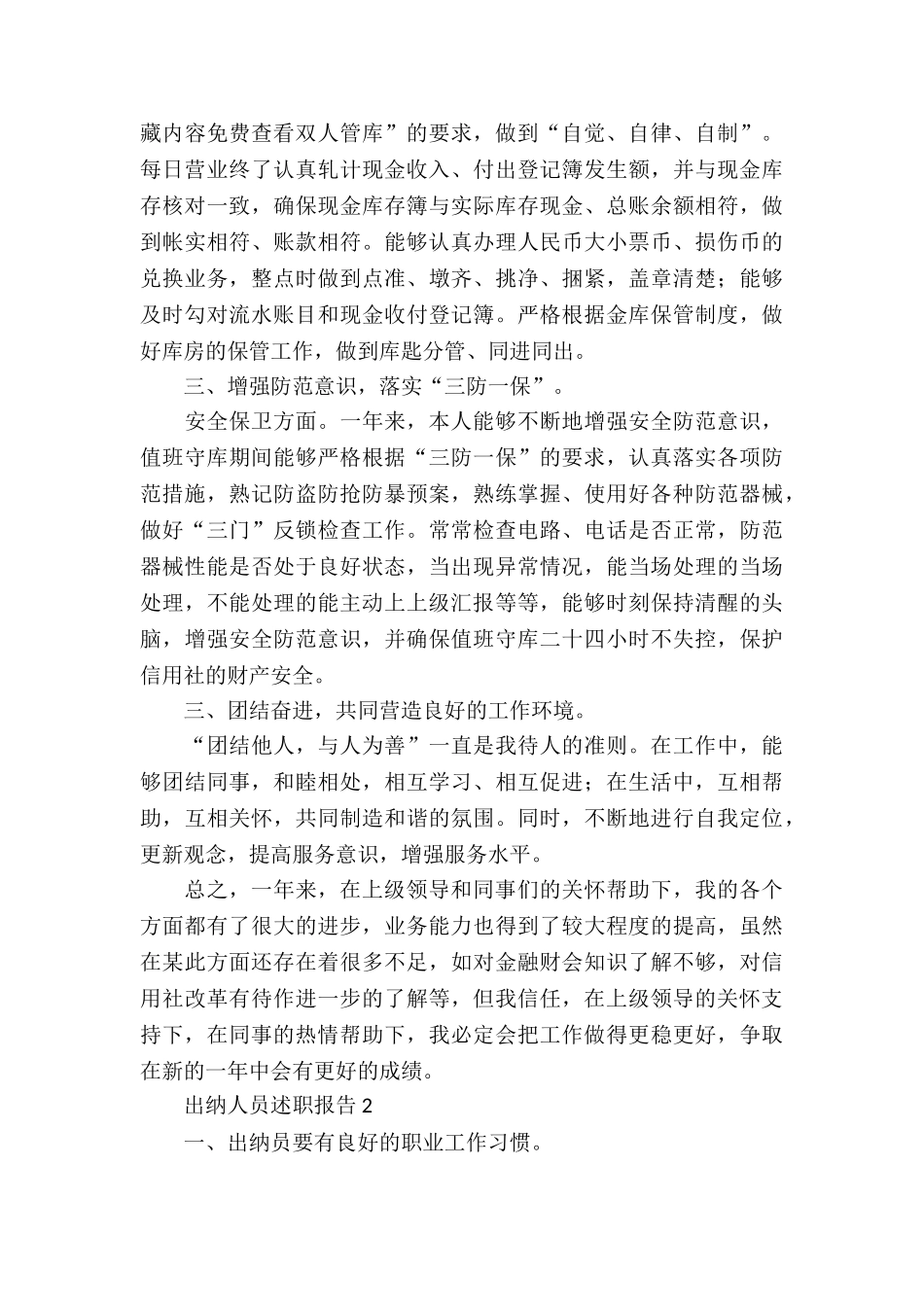 出纳工作述职报告_第2页