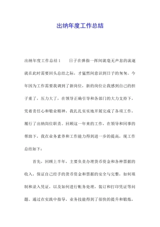 出纳年度工作总结