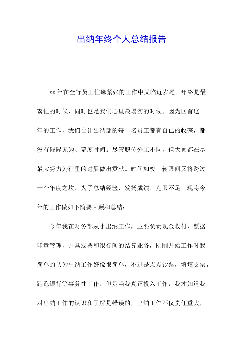 出纳年终个人总结报告_第1页