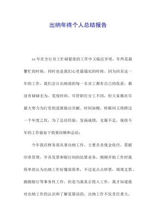 出纳年终个人总结报告