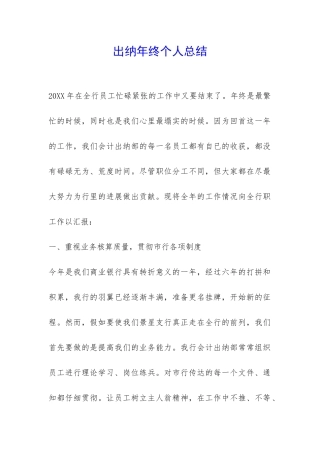 出纳年终个人总结-