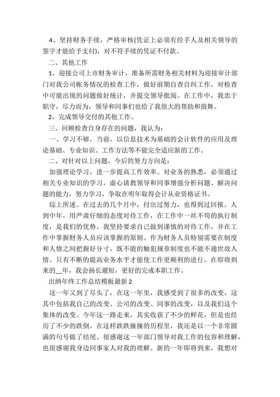出纳年终工作总结模板最新5篇_第2页