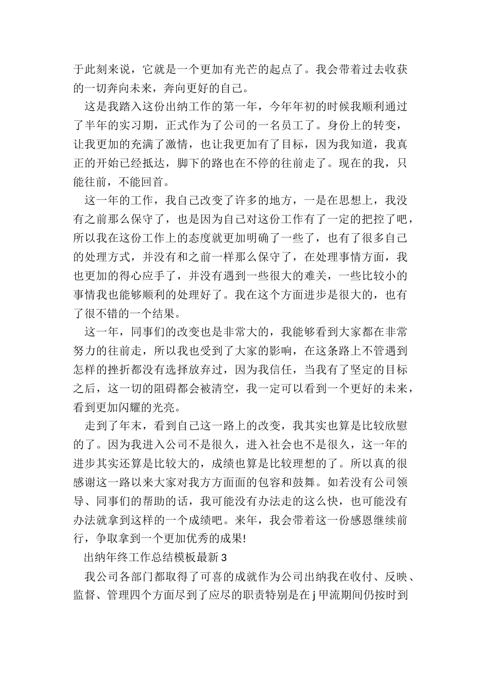 出纳年终工作总结模板最新5篇_第3页