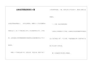 出纳试用期述职报告4篇