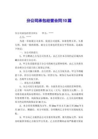 分公司承包经营合同10篇