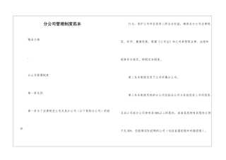 分公司管理制度范本