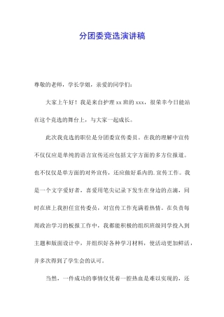 分团委竞选演讲稿