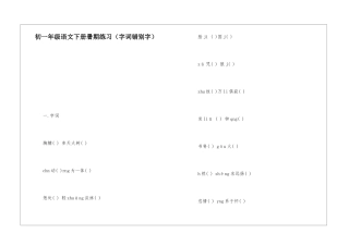 初一年级语文下册暑期练习-