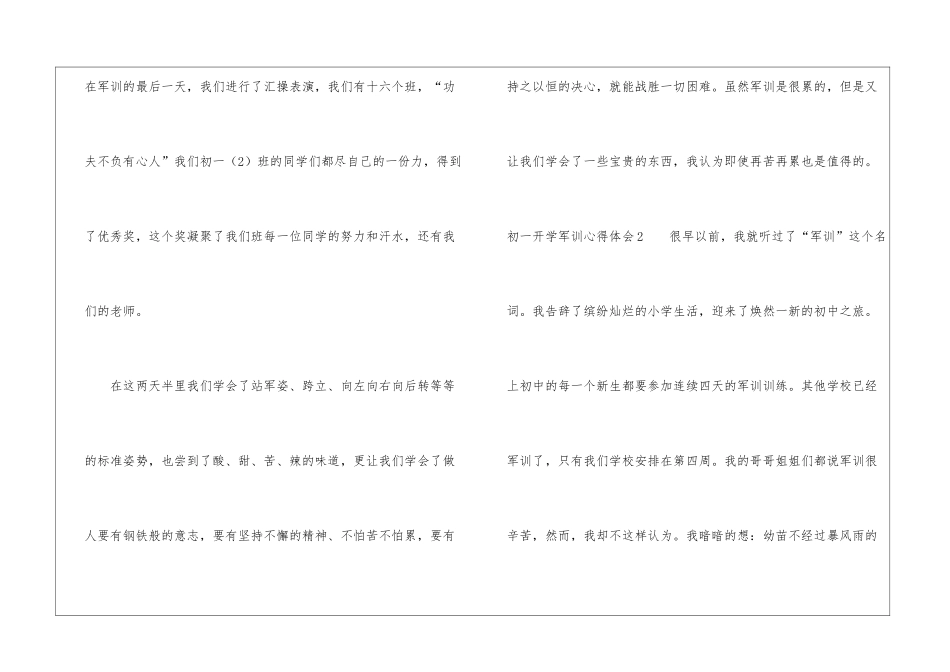 初一开学军训心得体会_第2页