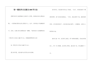 初一遇见作文记叙文600字大全
