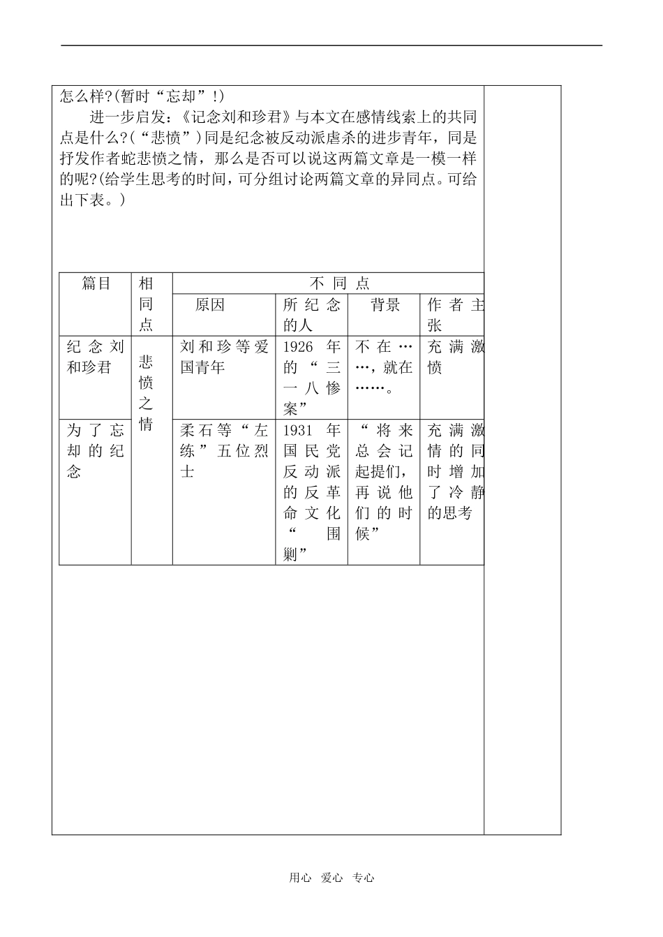 高中语文为了忘却的记念 讲学案鲁教版必修一_第3页