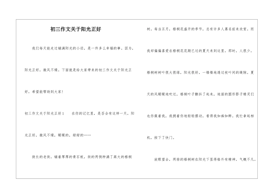 初三作文关于阳光正好_第1页