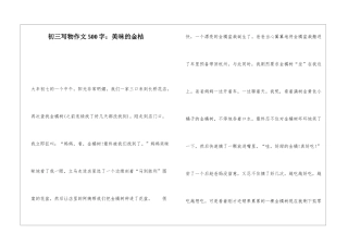 初三写物作文500字：美味的金桔